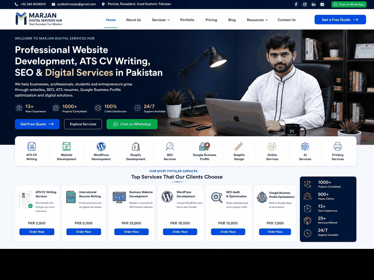 Marjan website portfolio preview