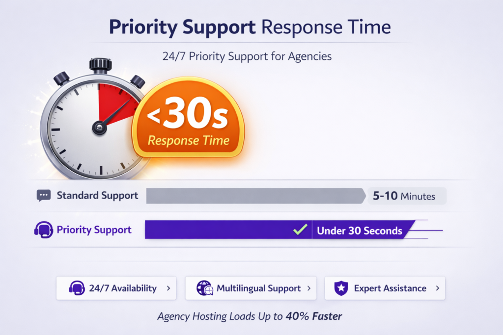 Hostinger Agency Hosting priority 24/7 support with under 30 second response time