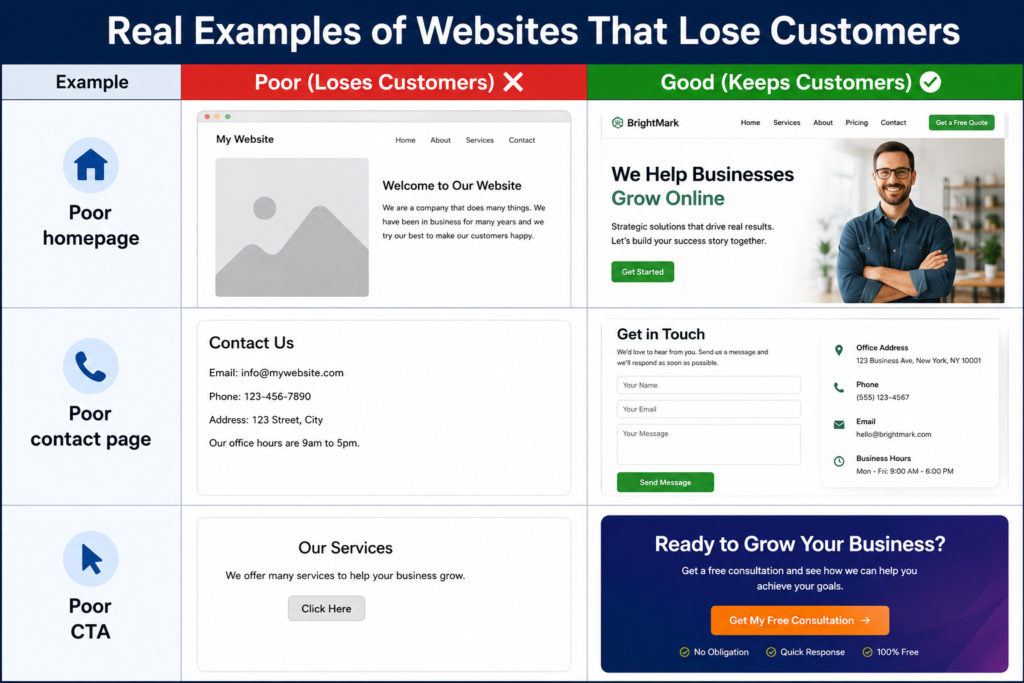 Real Examples of Websites That Lose Customers