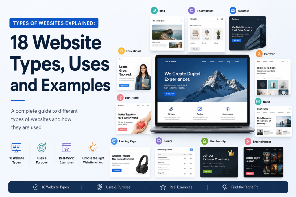 Types of Websites Explained: 18 Website Types, Uses and Examples
