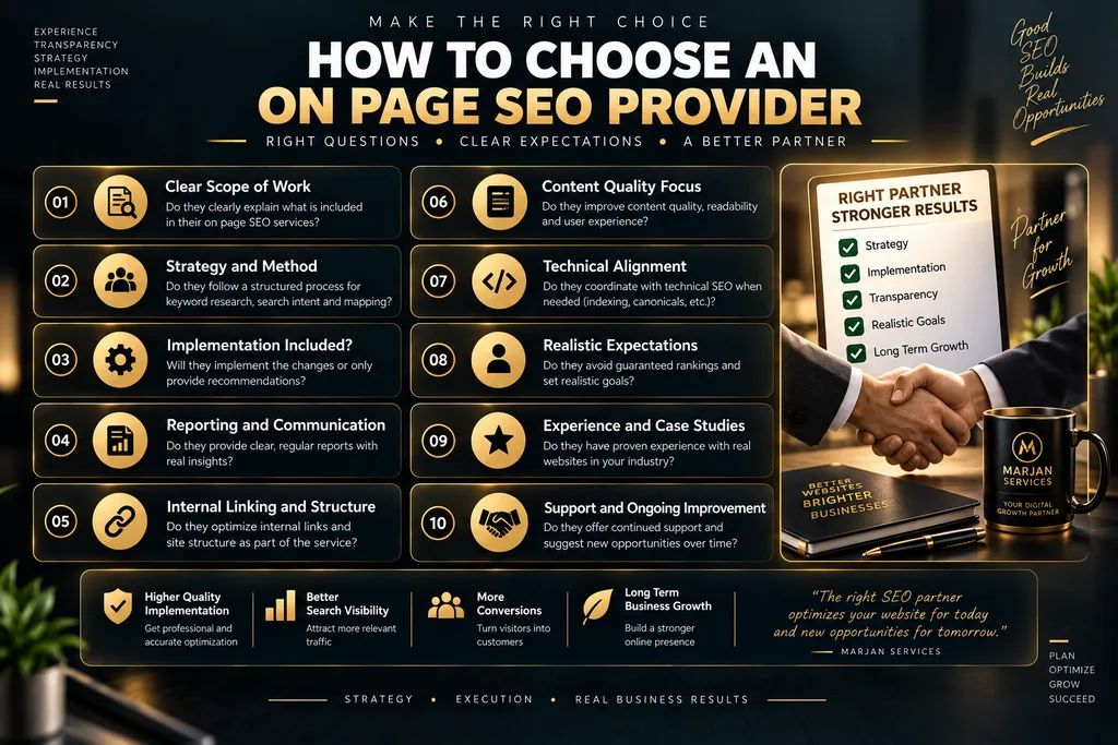 Checklist for evaluating a professional on page SEO provider
