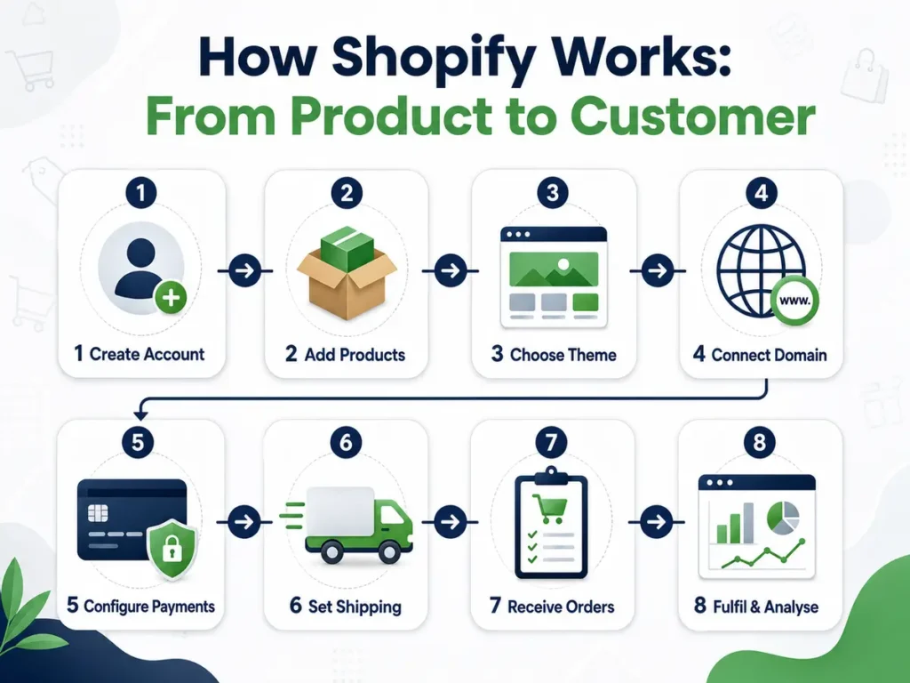 How Shopify works from product setup and payment to order fulfilment