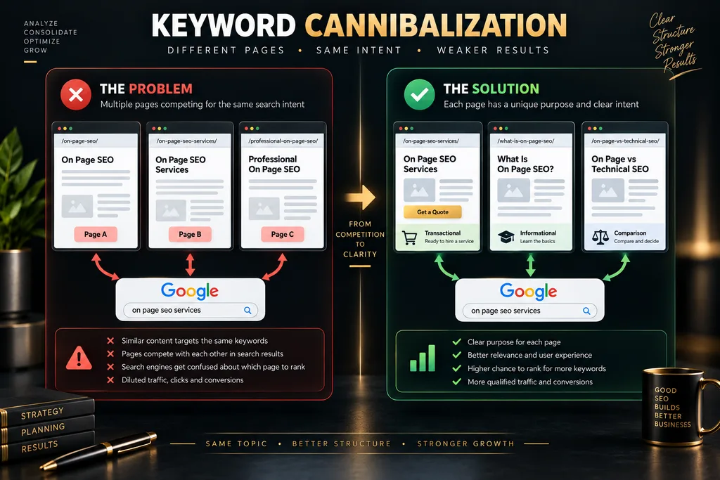 Multiple website pages competing for the same search intent