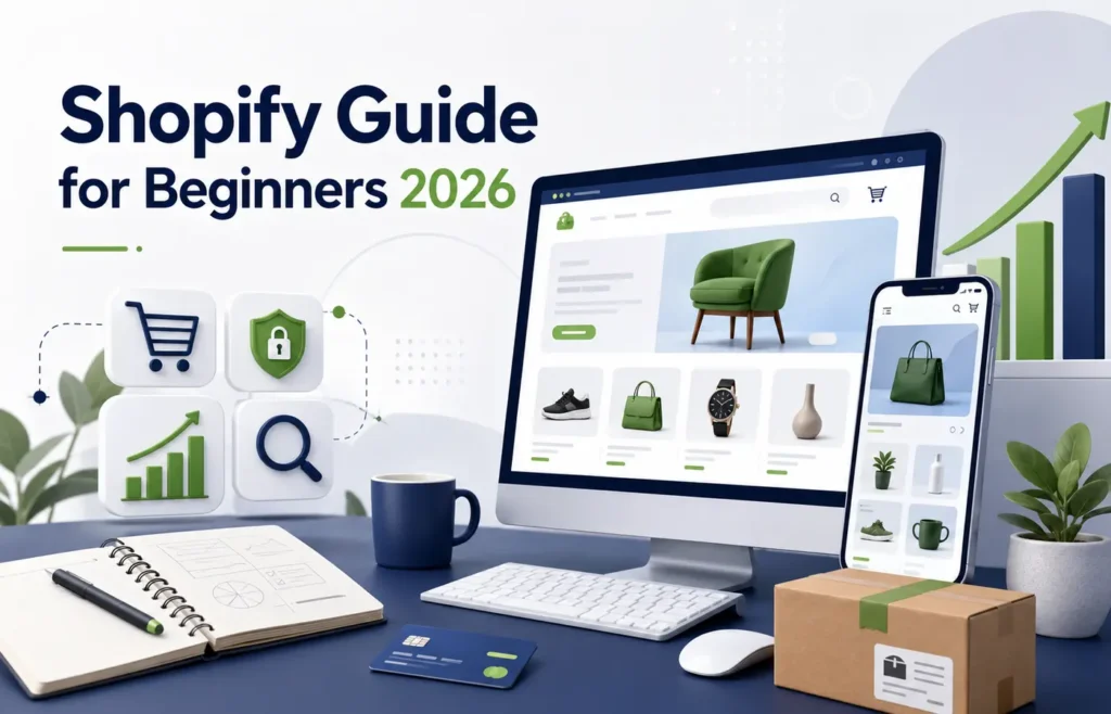 Shopify guide for beginners covering store setup, pricing, payments, SEO, and sales