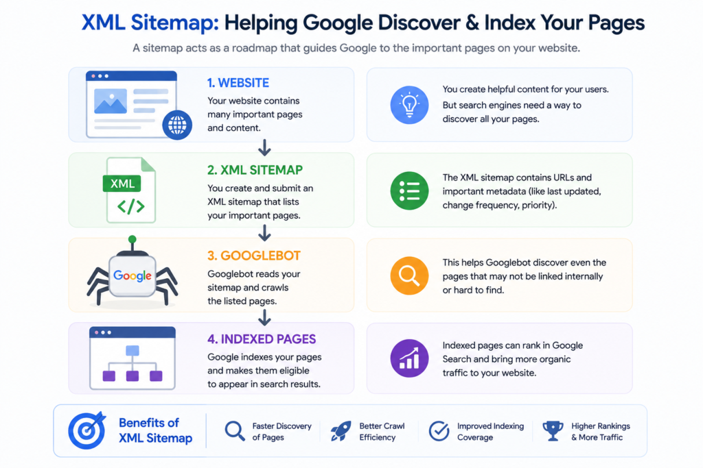 XML sitemap helping Google discover website pages