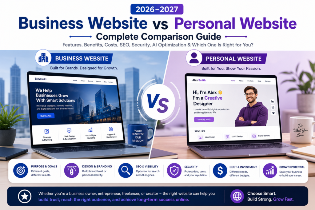 Business Website vs Personal Website (2026–2027): Complete Comparison Guide