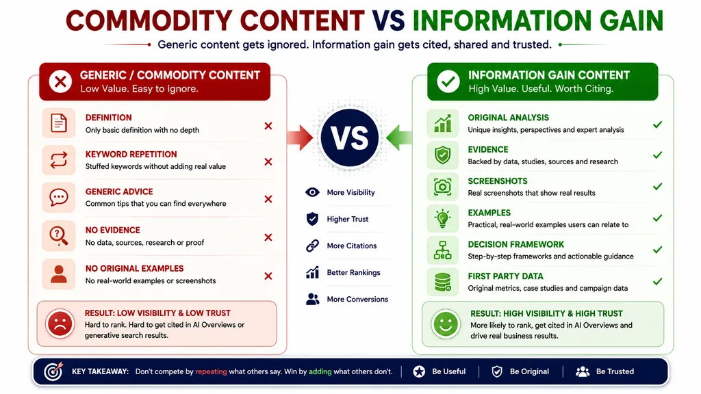 Comparison of generic commodity content and original information gain for AEO