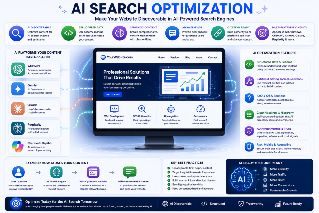 Website optimized for AI search engines including ChatGPT, Gemini, Claude, and Perplexity.