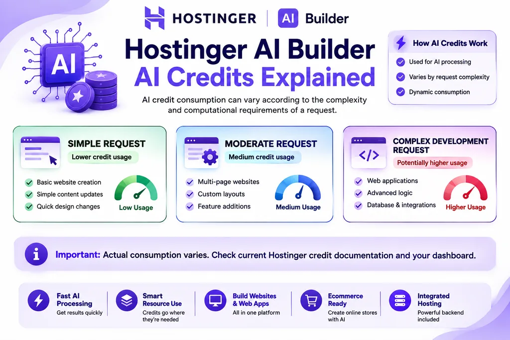Hostinger AI Builder AI credits and dynamic credit usage explained