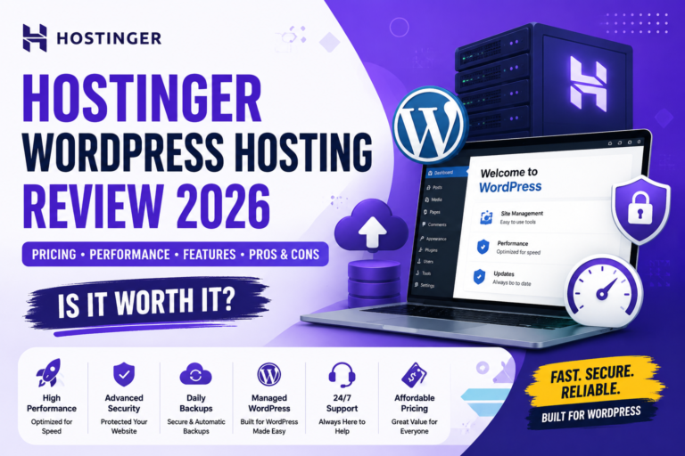 Hostinger WordPress Hosting Review 2026 covering pricing, performance, features, and WordPress suitability.
