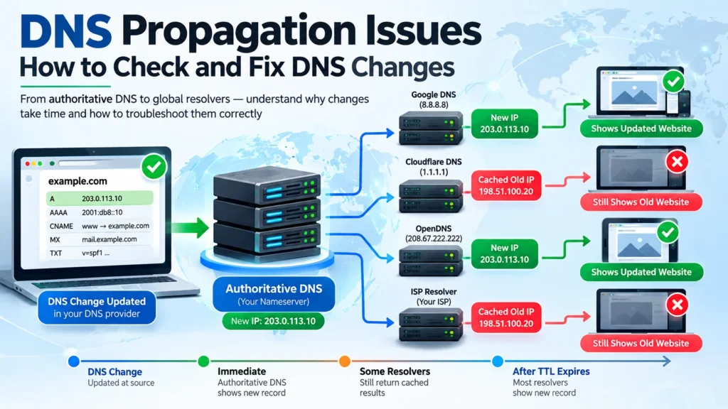 DNS propagation issues troubleshooting from authoritative DNS to recursive resolvers