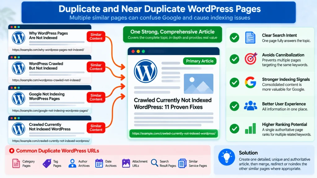 Duplicate WordPress pages causing indexing problems