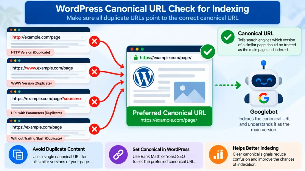 Check WordPress canonical URL for indexing problems
